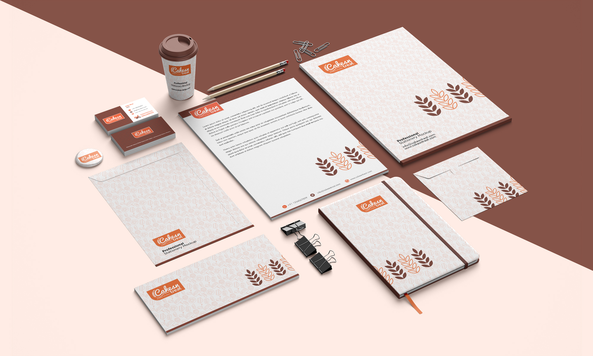 cakesntreat logo design, branding, stationery design, packaging design, box design, corporate branding, mockups design