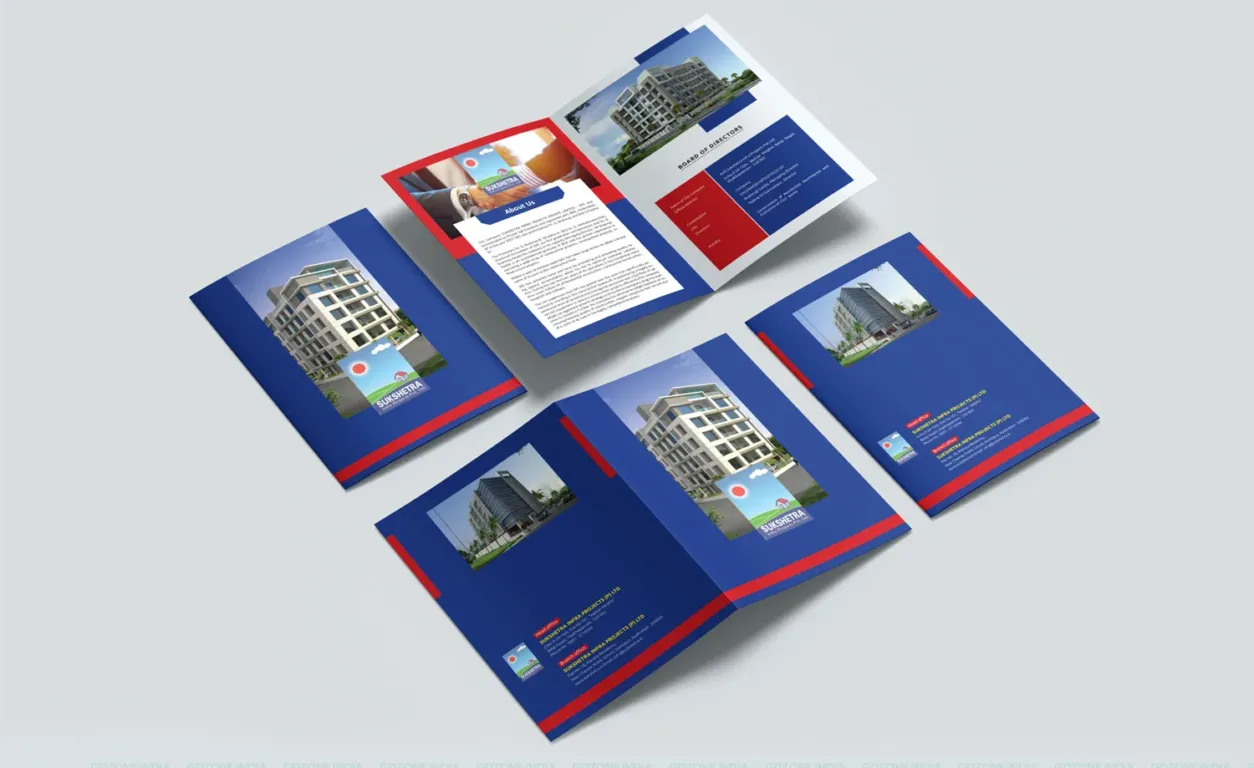 real estate brochure design hyderabad, open plot brochure, construction brochure hyderabad, sukshetra infra projects brochure