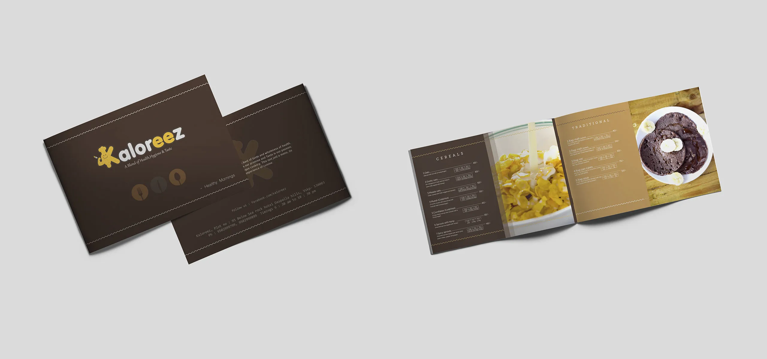restaurant menu design, restaurant brochure design, flyer design hyderabad, restaurant branding hyderabad, kaloreez logo, design first agency visakhaptnam